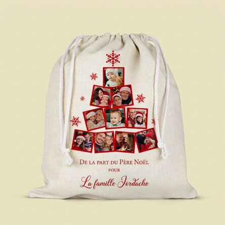 Petit sac cadeau de taille moyenne personnalisé avec un collage de photos et un message