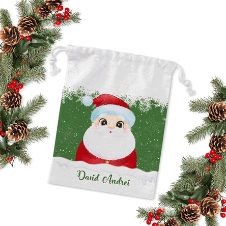 Petit sac cadeau personnalisé avec un prénom - Merry Christmas