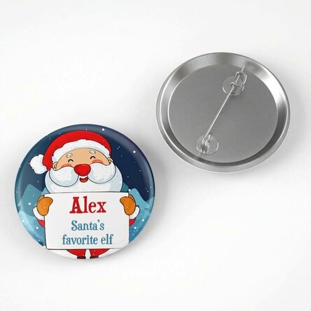 Badge personnalisé avec texte - Le préféré du Père Noël