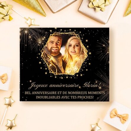 Boîte de bonbons personnalisée avec une photo et un texte - Golden