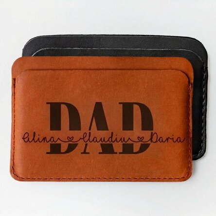 Personalised leather wallet with children's names - TATA