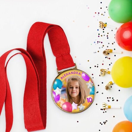 Médaille personnalisée avec une photo et un texte - Joyeux anniversaire