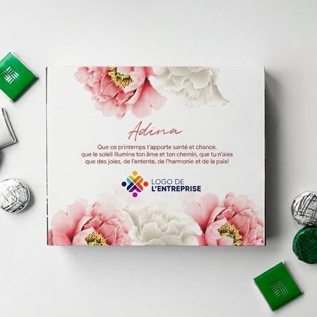 Boîte de bonbons personnalisée avec logo et message - Belle printemps