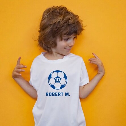 T-shirt de sport pour enfants personnalisé avec un texte - Ballon de football