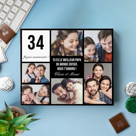 Boîte de bonbons personnalisée avec 6 photos et un message pour vos proches