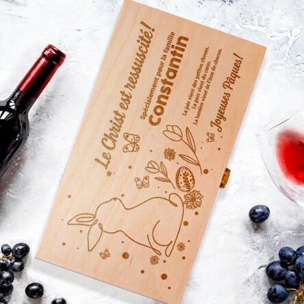 Coffret à vin personnalisé pour deux bouteilles avec l'inscription « Le Christ est ressuscité ! »