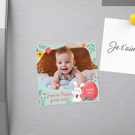Aimant 10 x 10 personnalisé avec une photo et un texte - Joyeuses Pâques