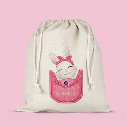Sachet cadeau / pour la maternelle personnalisé avec un prénom - Lapin