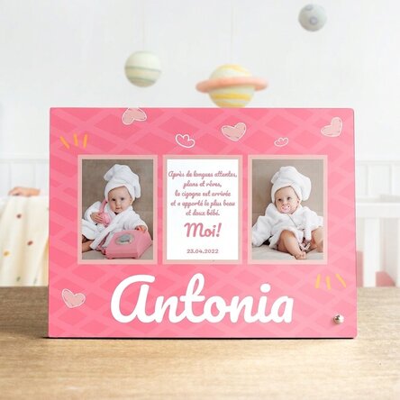 Cadre photo personnalisé avec 3 photos et un texte pour enfant - Le plus mignon