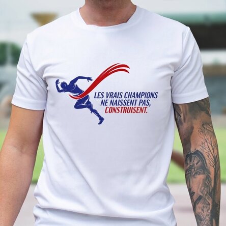 T-shirt de sport personnalisé avec inscription - Les champions