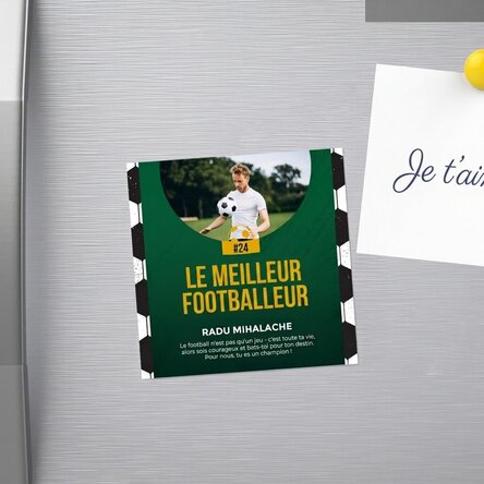 Aimant 10 x 10 personnalisé avec photo et texte - Football