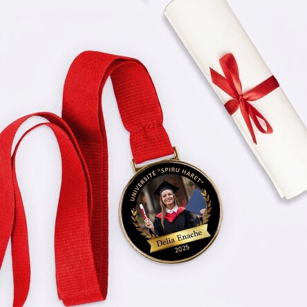 Médaille personnalisée avec une photo et un texte - Diplômé