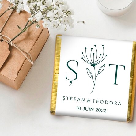Mini-chocolat de mariage personnalisé avec un message - Élégant