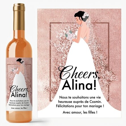 Vin personnalisé avec un message pour la future mariée