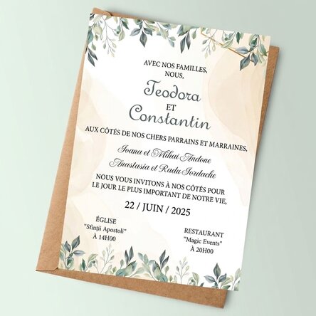 Carte personnalisée avec texte - Invitation de mariage « Elegance »
