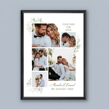 Personalised picture frame with photos and text - Wedding
