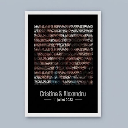 Tableau personnalisé avec une photo et un texte - Je t'aime en 100 langues