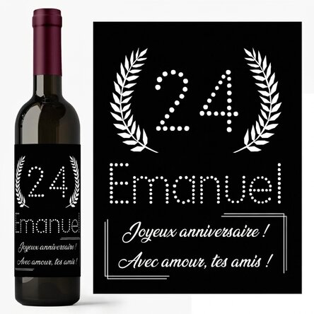 Vin personnalisé avec un message d'anniversaire - Black & White