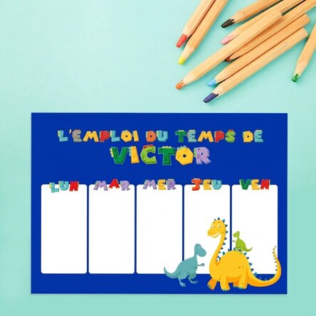 Emploi du temps personnalisé avec texte - Dino