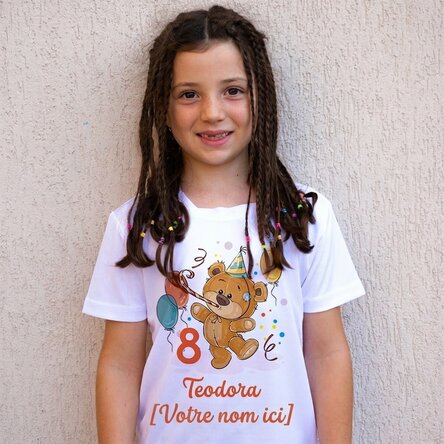 T-shirt de sport pour enfants personnalisé avec l'âge et le prénom - Anniversaire