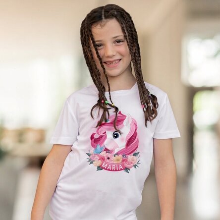 T-shirt de sport pour enfants personnalisé avec un prénom - Licorne