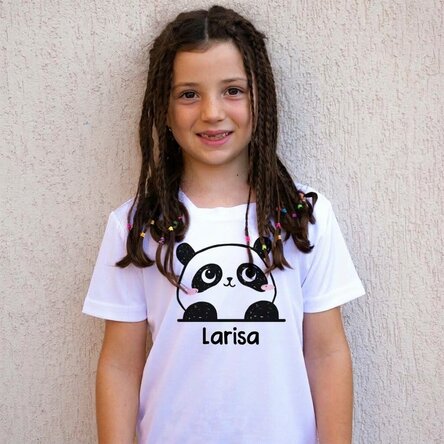 Personalised children's sports T-shirt with name - Panda bear