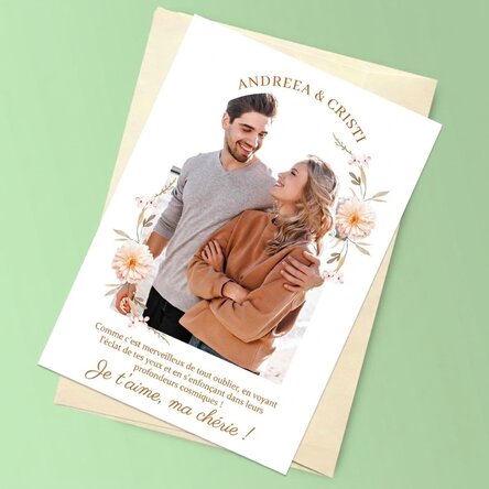 Carte de vœux magnétique personnalisée avec une photo et un texte - Message pour son petit ami/sa pe