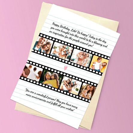 Carte de vœux magnétique personnalisée avec 8 photos et un texte - Photos sur pellicule