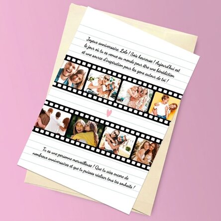 Carte de vœux magnétique personnalisée avec 8 photos et un texte - Photos sur pellicule