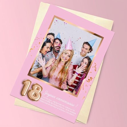 Carte de vœux magnétique personnalisée avec une photo, un numéro et un message pour un anniversaire