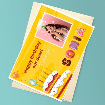 Carte de vœux magnétique personnalisée avec une photo, un texte et un prénom spécial - Anniversaire