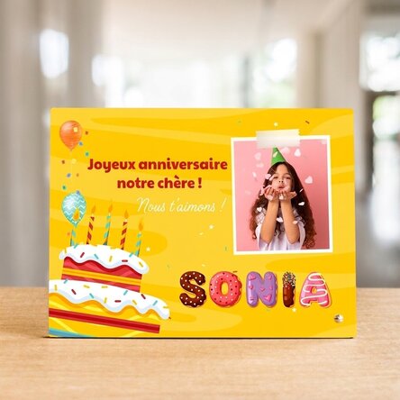 Cadre photo de bureau personnalisé avec une photo, un texte et un nom spécial - Anniversaire