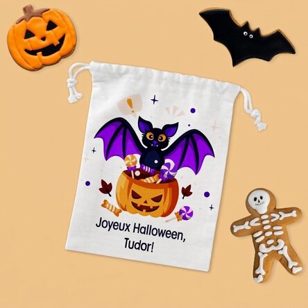 Petit sac cadeau personnalisé avec un texte - Halloween