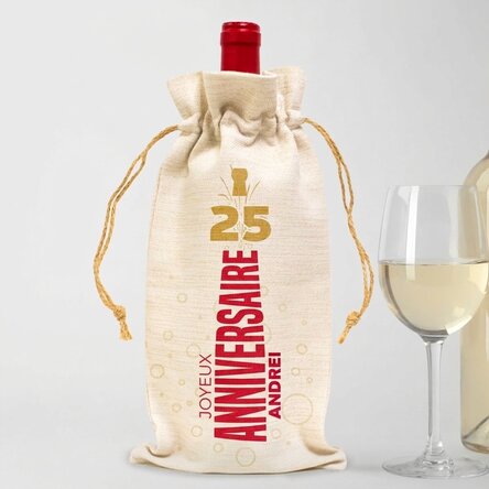 Sachet personnalisé pour bouteille de vin - Joyeux anniversaire