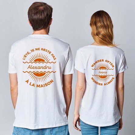 T-shirt personnalisé avec inscription - Cet été, je ne reste pas à la maison