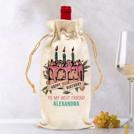 Sac personnalisé pour bouteille de vin - Happy Birthday Retro