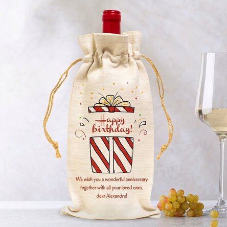 Sac personnalisé pour bouteille de vin - Cadeau d'anniversaire