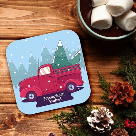Porte-verre personnalisé avec inscription - Voiture de Noël