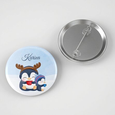Badge personnalisé avec texte - Pingouins
