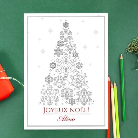 Carte de vœux personnalisée à colorier avec message - Sapin de Noël