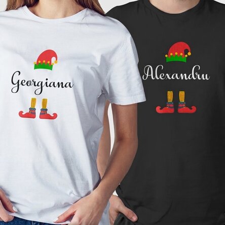 T-shirt en coton personnalisé avec un texte - L'elfe du Père Noël