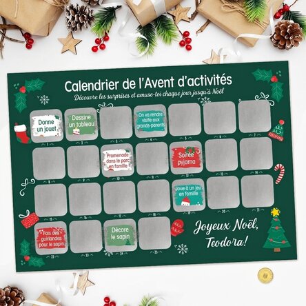 Affiche de l'Avent à gratter personnalisée avec des messages - Activités