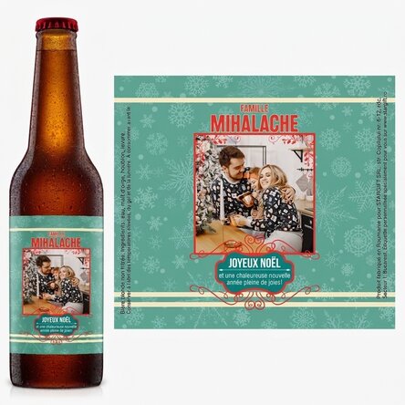 Bière personnalisée avec photo et texte - Noël vintage
