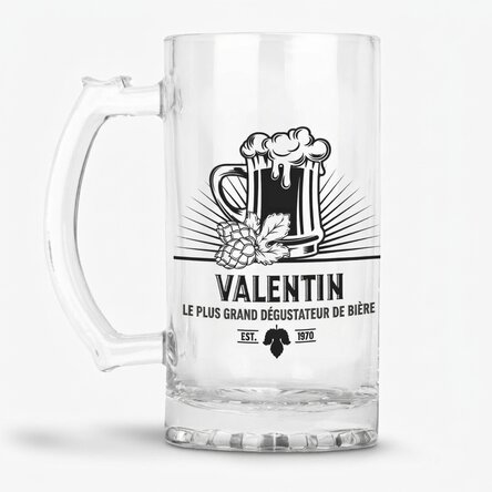 Chope à bière personnalisée avec inscription - Dégustateur de bière