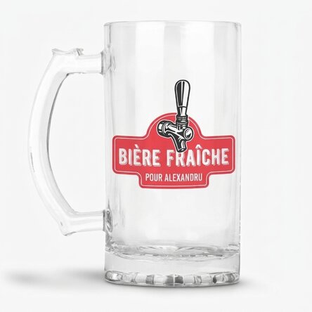 Chope à bière personnalisée avec inscription - Bière blonde