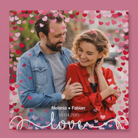 Tableau sur toile personnalisé avec une photo et un texte - Amour