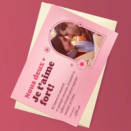 Carte de vœux magnétique personnalisée avec une photo et un message d'amour - Love story