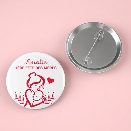 Badge personnalisé avec inscription - Maman et bébé