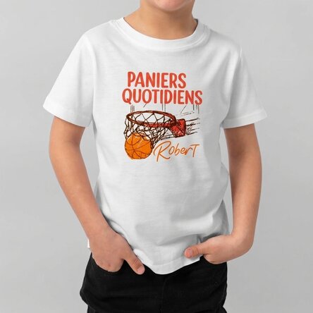T-shirt en coton pour enfants personnalisé avec un texte - Basket