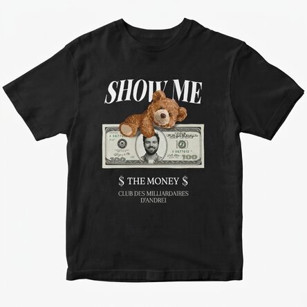 T-shirt en coton personnalisé avec photo et texte - Show me the money